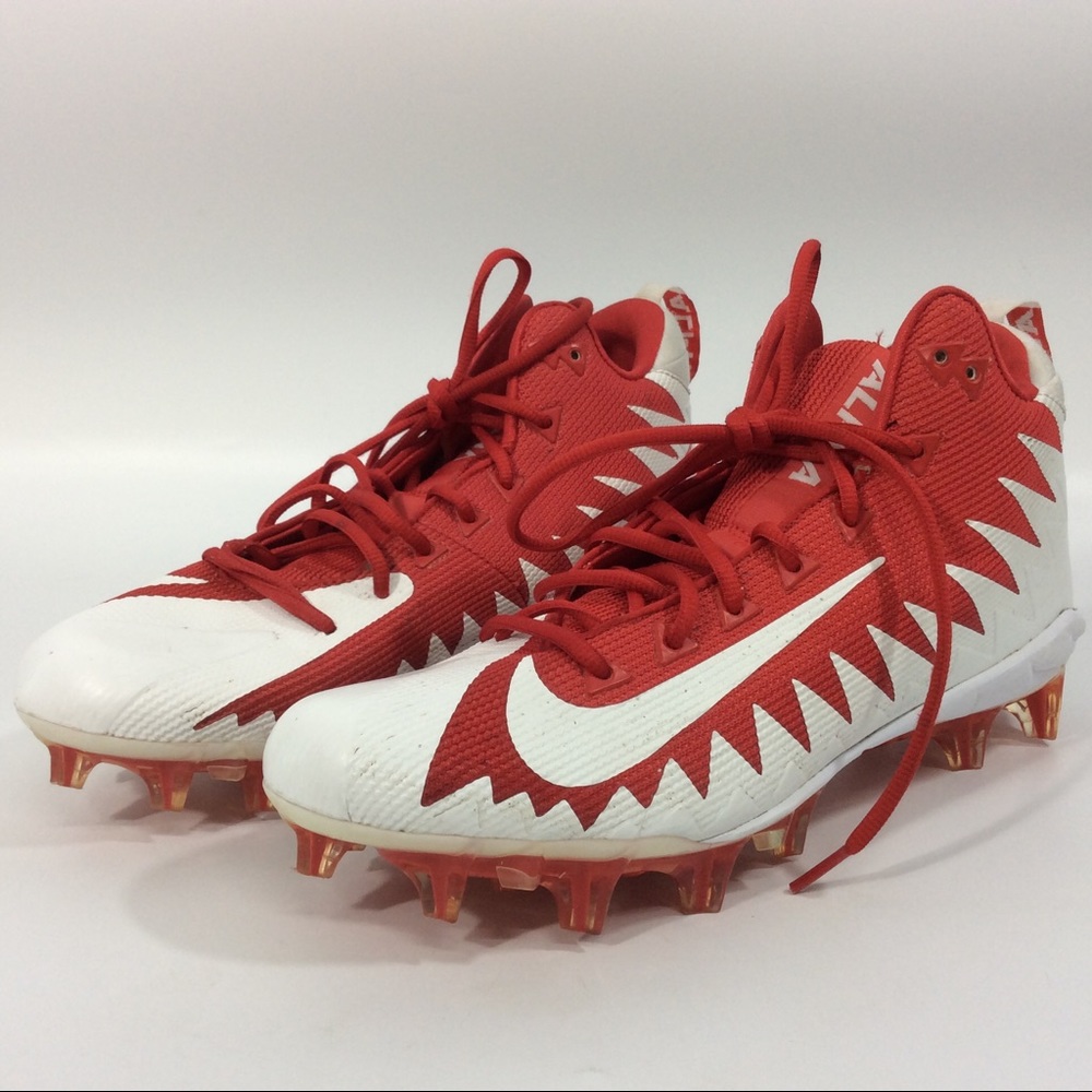 Nike Alpha Menace 11.5/10.5/45.5 Football Cleats White Red